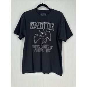 Led Zeppelin Shirt Mens Large Black Graphic Tee Music Band Merch Retro